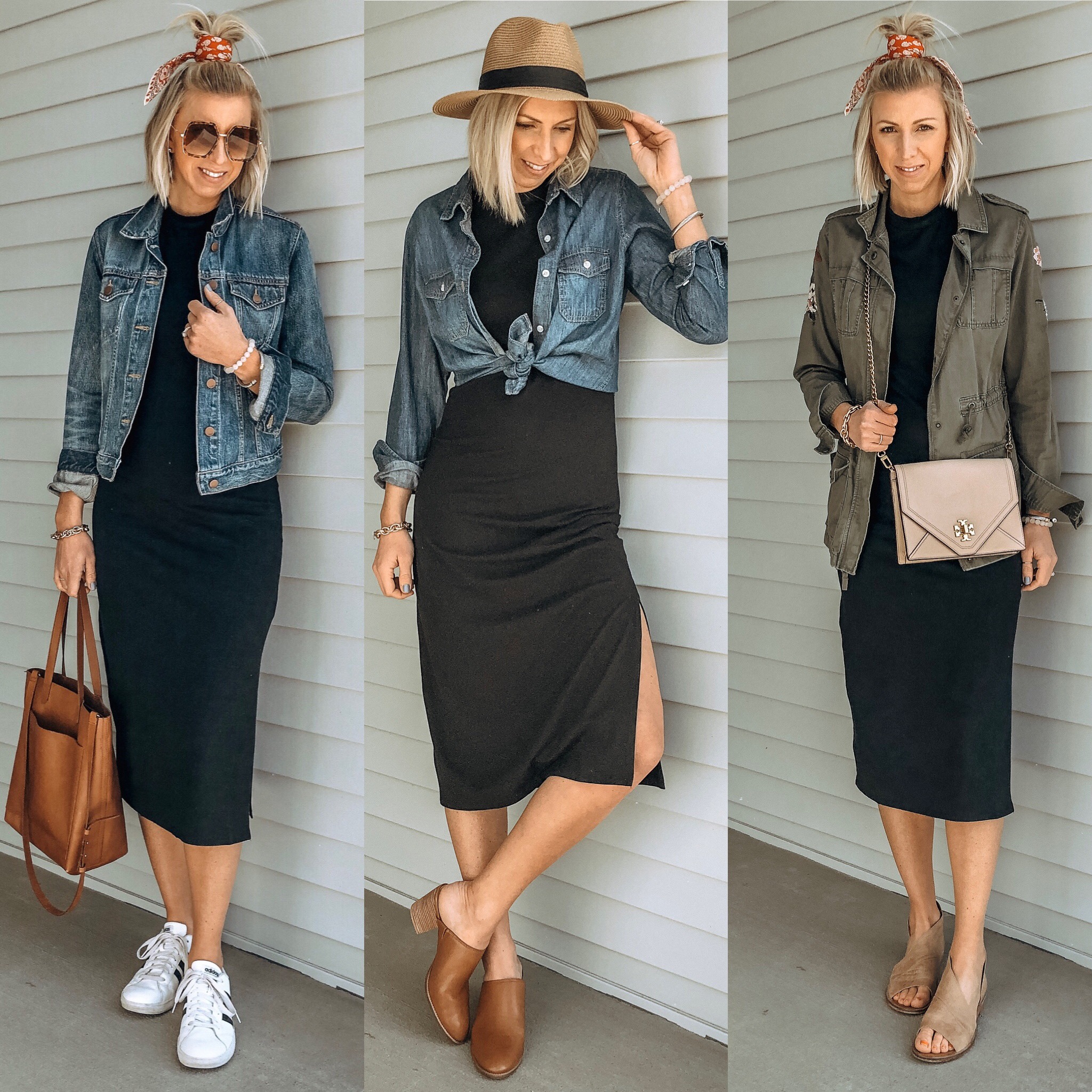 Wardrobe Basics Black Midi Dress Styled 3 Ways The Haute Homemaker