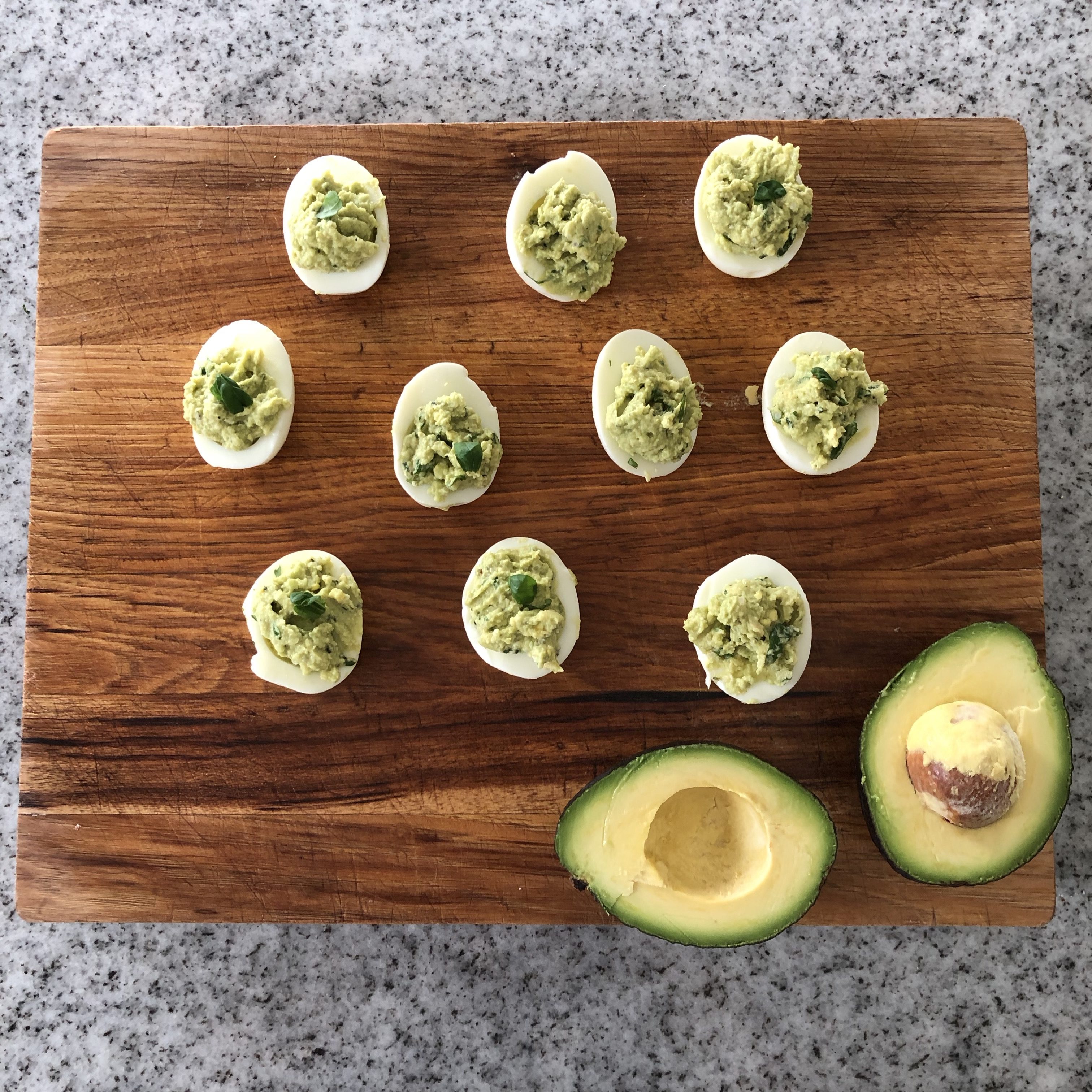 Avocado/basil deviled eggs